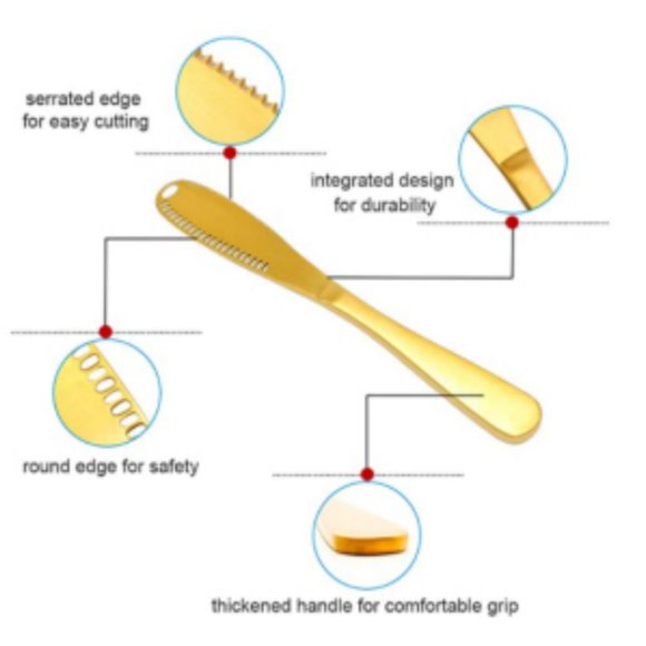 GOLD STAINLESS STEEL BUTTER SPREADER KNIFE - Picture 6 of 10